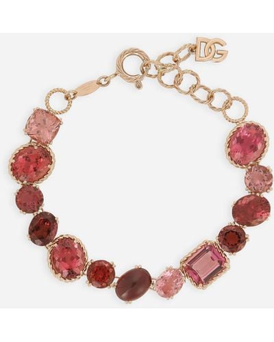 Dolce & Gabbana Anna Bracelet In Red Gold 18kt With Toumalines - White