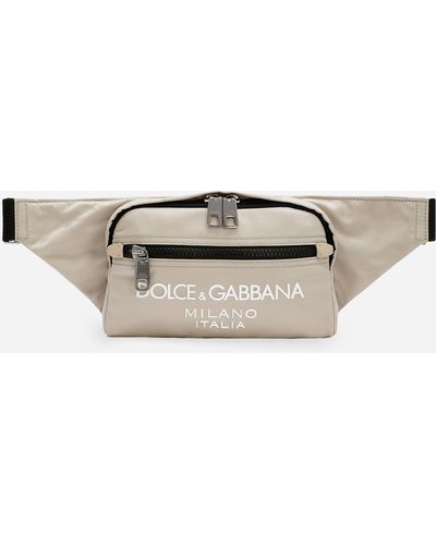 Dolce & Gabbana Gürteltasche aus Nylon mit gummiertem Logo - Natur
