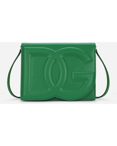 Dolce & Gabbana Crossbody Bag In Leather With Logo - Green