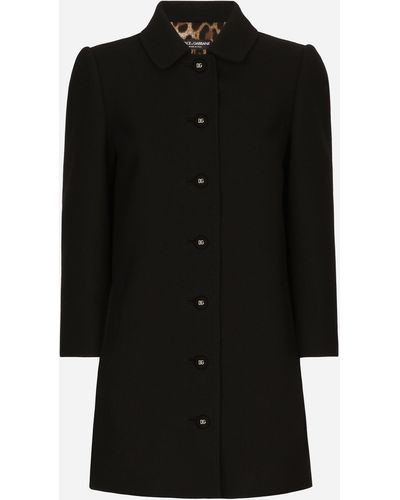 Dolce & Gabbana Short Woollen Coat - Black