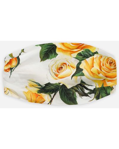 Dolce & Gabbana Bandana en popeline à imprimé roses jaunes - Métallisé