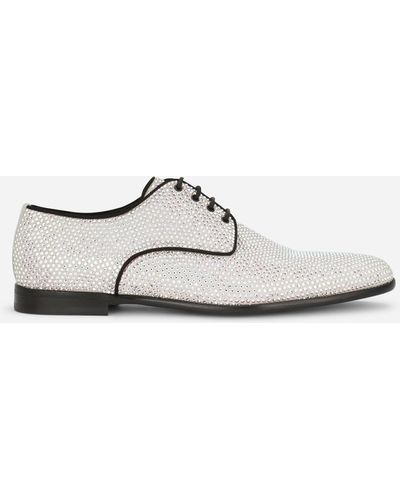 Derby Dolce & Gabbana Millennials En Cuir Blanc Bleu - Taille 43 US, Avec Cristaux, Porté Une Fois