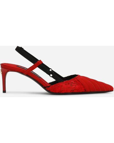 Dolce & Gabbana Corset-style satin slingbacks - Rosso