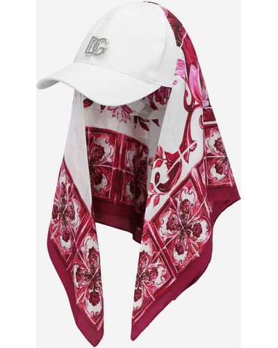 Dolce & Gabbana Baseballkappe mit Tuch Majolika-Print - Rot