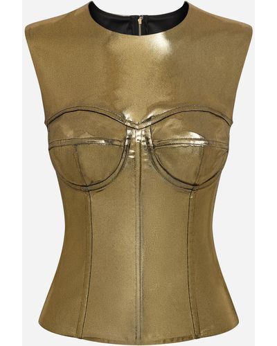 Dolce & Gabbana Kurzes Bustiertop aus Metallic-Satin - Grün