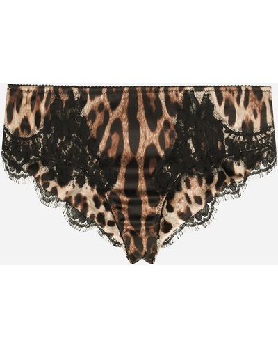 Dolce & Gabbana Slip en raso con estampado de leopardo y encaje - Multicolor