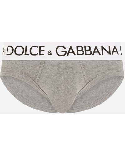 Dolce & Gabbana Mid-rise briefs in two-way stretch cotton - Grau