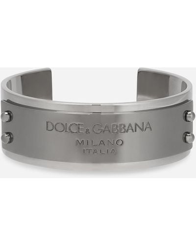 Dolce & Gabbana Bracelet rigide à logo Dolce&Gabbana - Gris