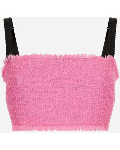 Dolce & Gabbana Raschel Tweed Crop Top With Straps - Pink