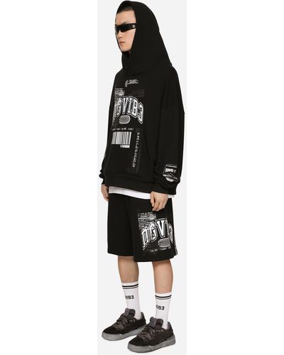 Dolce & Gabbana Jersey Jogging Shorts With Dgvib3 Print And Logo - White