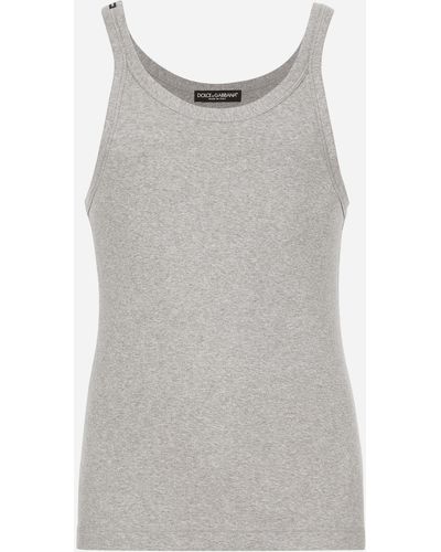 Dolce & Gabbana Camiseta sin mangas slim acanalada - Gris