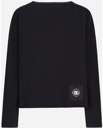 Dolce & Gabbana Boat-neck Sweatshirt With Marina Print - Black