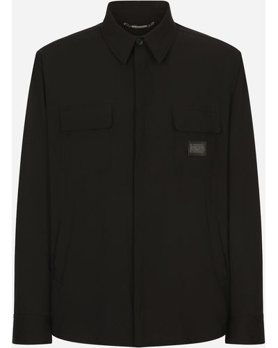 Dolce & Gabbana Chemise en nylon avec plaquette à logo - Negro