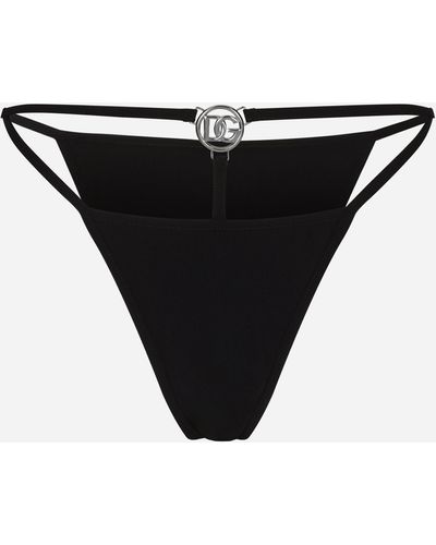 Dolce & Gabbana Bikini bottoms with cut-out and DG logo - Nero