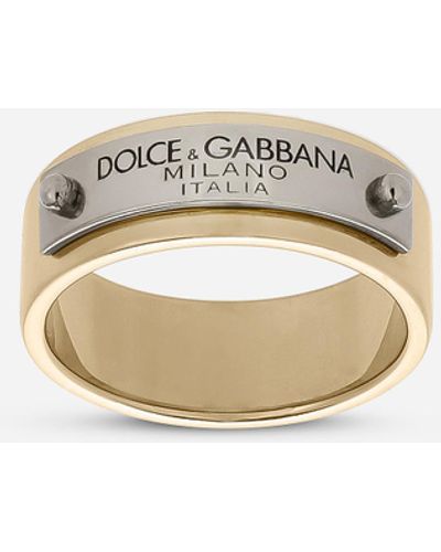 Dolce & Gabbana Ring mit Dolce&Gabbana-Plakette - Gelb