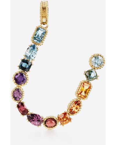 Dolce & Gabbana Charm U Rainbow alphabet in oro giallo 18kt con gemme multicolore - Metallizzato