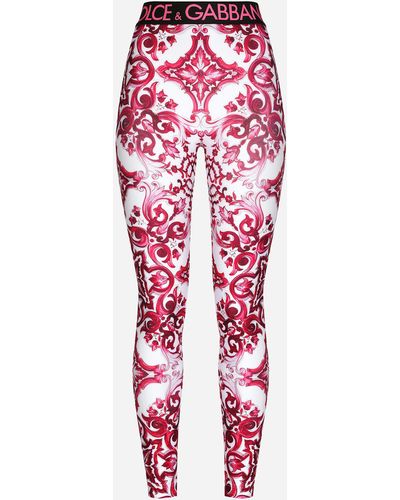 Dolce & Gabbana Majolica-print Jersey leggings - Red