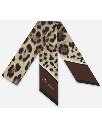Dolce & Gabbana Bandana 6x100 de sarga con estampado de leopardo - Marrón
