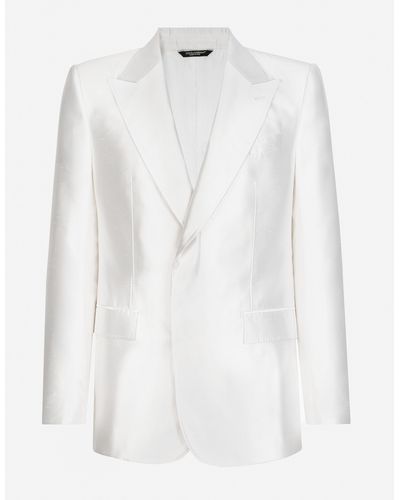 Dolce & Gabbana Einreihige Jacke Sicilia aus Shantung-Seide - Weiß
