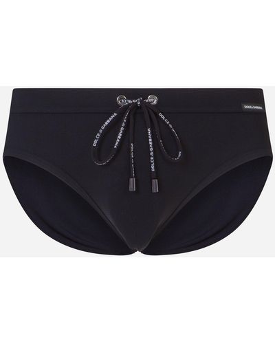 Dolce & Gabbana Swim Briefs With High-Cut Leg - Black