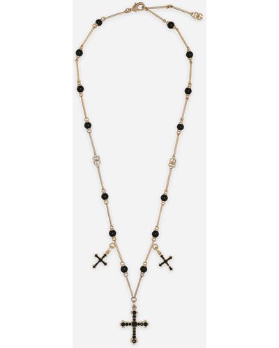 Dolce & Gabbana Collana stile rosario con croci - Bianco