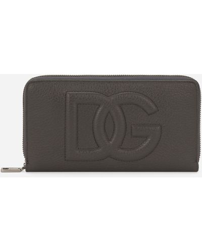 Dolce & Gabbana Portefeuille à contour zippé DG Logo - Gris