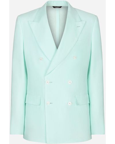 Dolce & Gabbana Double-breasted Linen Sicilia-fit Suit - Blue