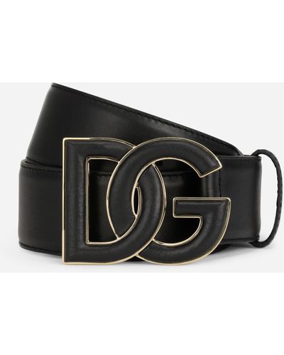 Dolce & Gabbana Calfskin belt with DG logo - Schwarz
