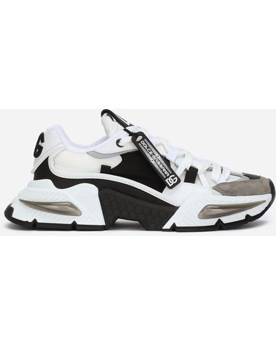 Dolce & Gabbana Airmaster Dg Nylon, Leather & Suede Low-top Trainers - White