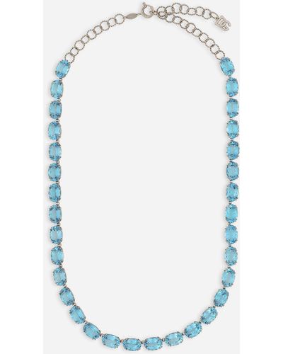 Dolce & Gabbana Collar Anna en oro blanco de 18 kt con topacios azul celeste