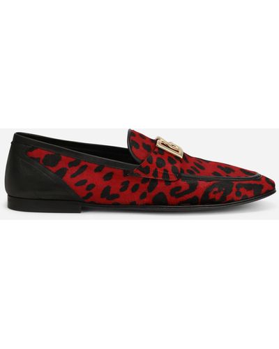 Dolce & Gabbana Slipper aus Ponyfell Leo-Optik - Rot