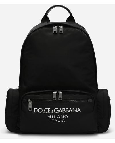 Dolce & Gabbana Nylon Backpack With Rubberized Logo - Black