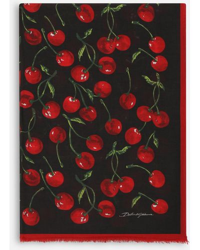 Dolce & Gabbana Cherry-print Silk Scarf - Red