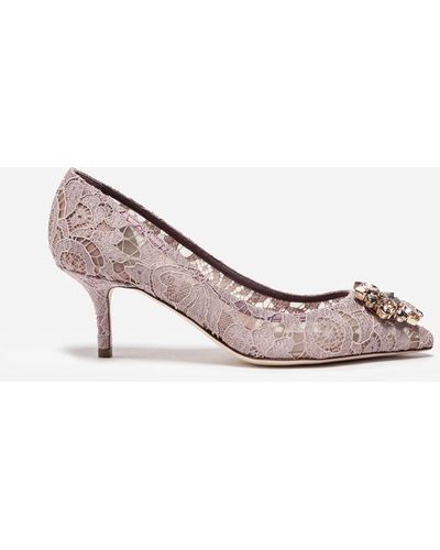 Dolce & Gabbana Lace rainbow pumps with brooch detailing - Rosa