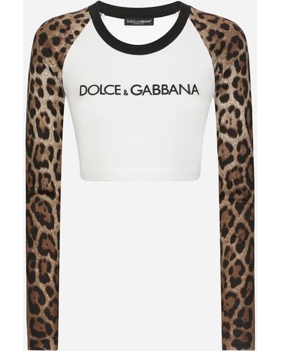 Dolce & Gabbana Langarm-T-Shirt mit Dolce&Gabbana-Logo - Schwarz