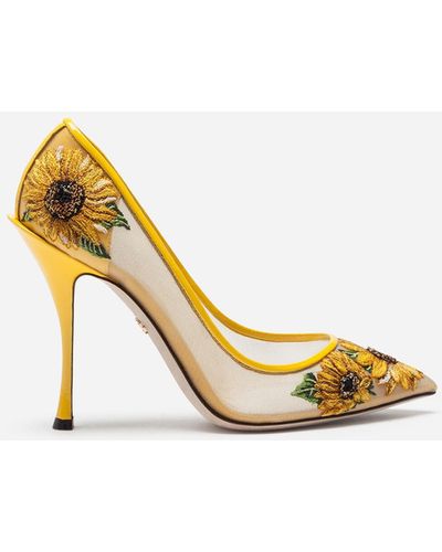 Dolce & Gabbana Zapatos De Retina Con Bordado De Girasoles - Amarillo
