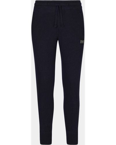 Dolce & Gabbana Pantalone jogging in maglia lana e cashmere - Blu