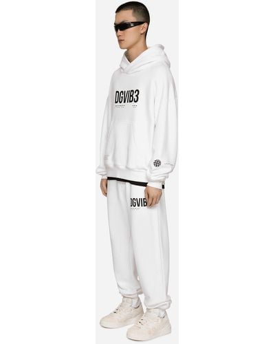 Dolce & Gabbana Jersey Jogging Trousers With Dgvib3 Print And Logo - White