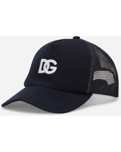Dolce & Gabbana Trucker-Mütze Aus Baumwolle Mit Dg-Logo Und Netzgewebe - Blau