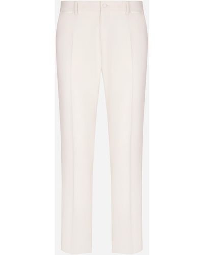 Dolce & Gabbana Stretch Wool Tuxedo Pants - White