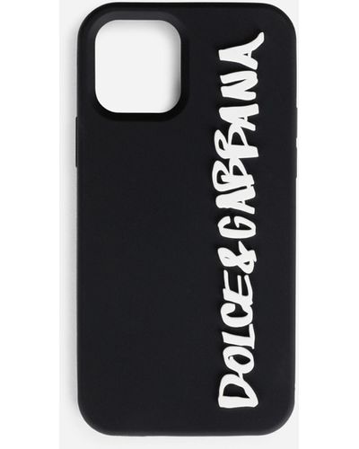 Dolce & Gabbana Cover iPhone 12 Pro aus Gummi mit Logo - Schwarz