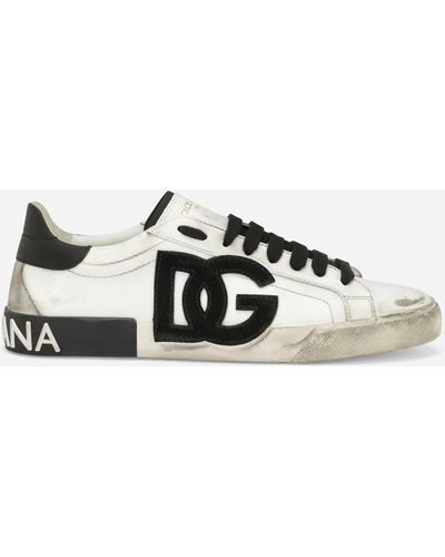 Dolce & Gabbana Sneakers nappa nere e bianche - Bianco