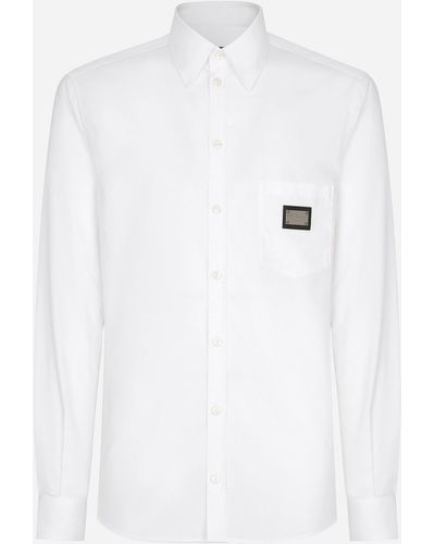 Dolce & Gabbana Baumwollhemd Martini mit Logoplakette - Weiß