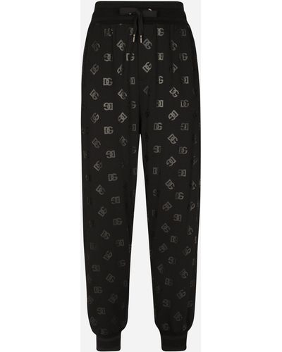 Dolce & Gabbana Jersey jogging Pants With Dg Monogram Print - Black