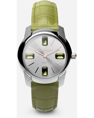 Dolce & Gabbana Uhr Mit Armband Aus Alligatorleder - Grün