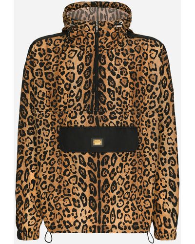 Dolce & Gabbana Jacke mit Kapuze Crespo im Leoprint - Mehrfarbig