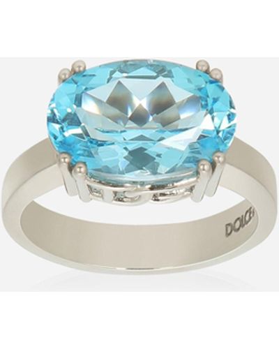 Dolce & Gabbana Bague Anna en or blanc 18 ct avec topazes bleu ciel