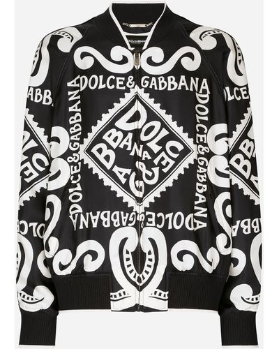 Dolce & Gabbana Bomberjacke aus Seide Print Marina - Schwarz