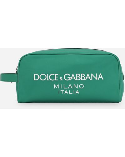 Dolce & Gabbana Trousse de toilette en nylon avec logo gommé - Vert
