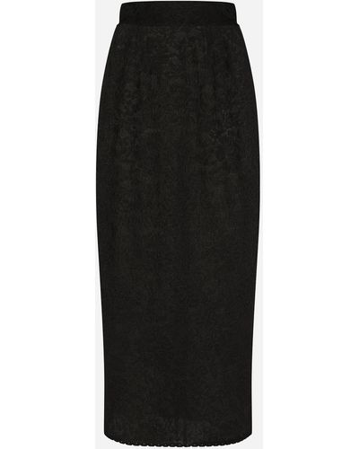 Dolce & Gabbana Lace-stitch calf-length skirt - Nero